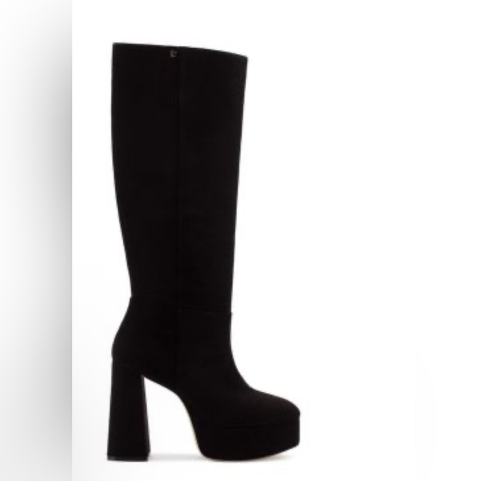 Larroude Biba Black Suede Platform Knee Boots 9